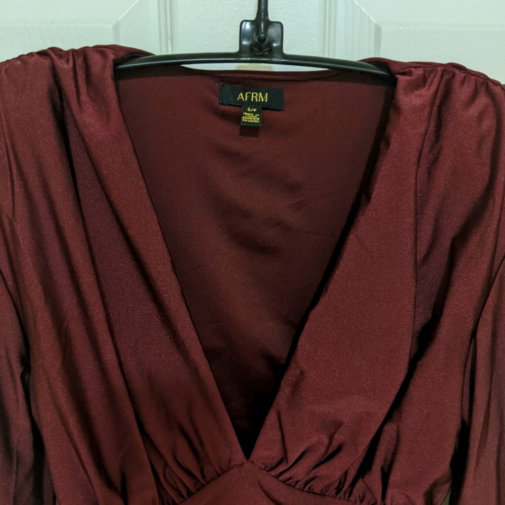 Plum AFRM shiny bodysuit, size S